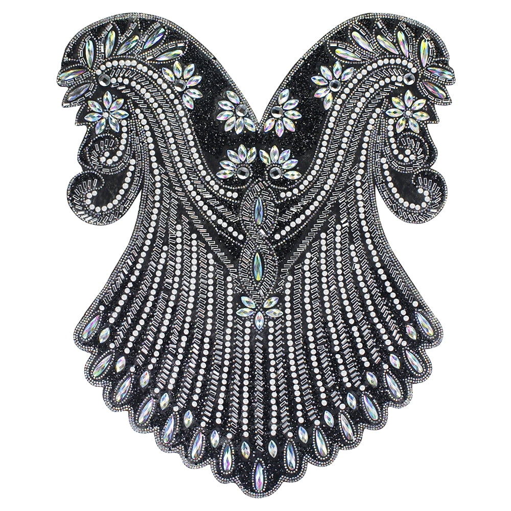 Large Hot Fix Rhinestones Applique Crystal Iron on Patches Trimming Embellishment for Party Dress Clothes Decorated 1 Piece