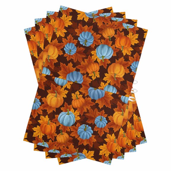 Blue Pumpkin Fall Kitchen Towels Set of 4, Water Absorbent Dish Towel, Thanksgiving Maple Leaves Farmhouse Decorative Hand Towels - Quick Drying Cloth for Cooking Baking, 18x28 Inch