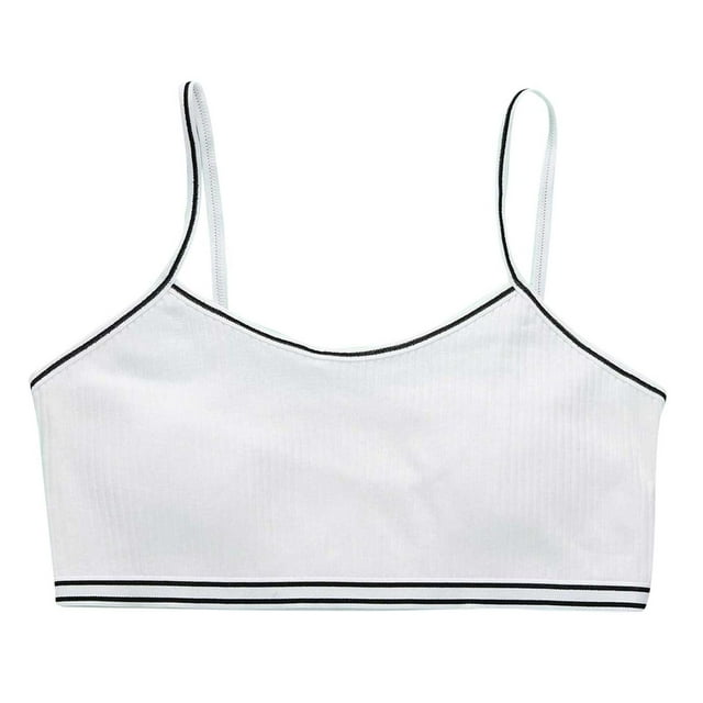 MIASHUI Soutiens-Gorge Camisoles de Sport pour Adolescentes Filles en Coton Soutiens-Gorge d'Entraînement sous-Vêtements, Blanc, 8-12 Ans