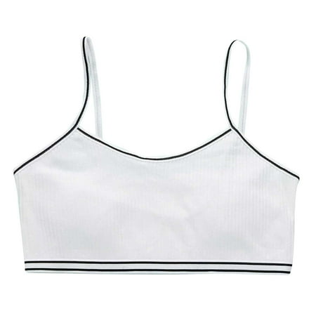 Akiihool Sports Bras for Girls Girls  Training Bra Seamless Cami Crop Braletteese training bras(White 12-16 Years)
