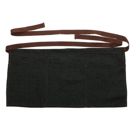 

Lixi Denim Waist Apron Short Serving Aprons with 3 Pockets Half-Length Waiter Waitress Workwear (Black)