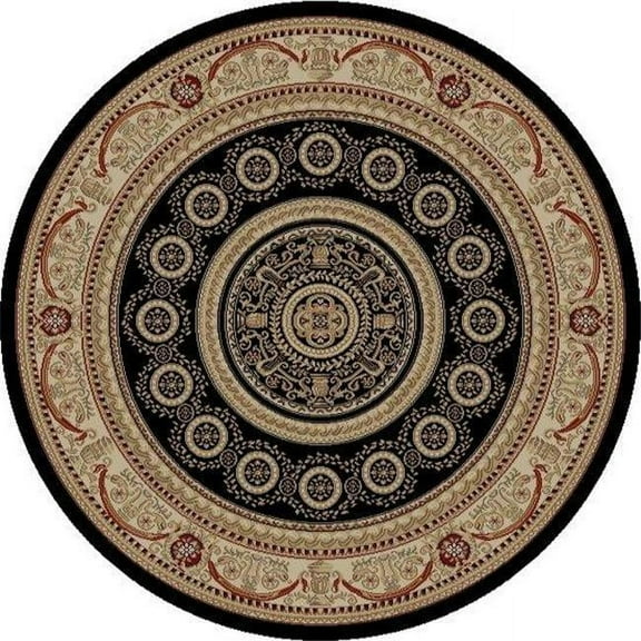 Concord Global 44130 5 ft. 3 in. Jewel Aubusson - Round, Black