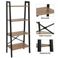 thumbnail image 6 of 4 Tiers Iron Ladder Bookcase Set of 1 Ladder Shelf Bookcase Bookshelf Greige Storage Shelves for Home Office and Living Room, 6 of 6