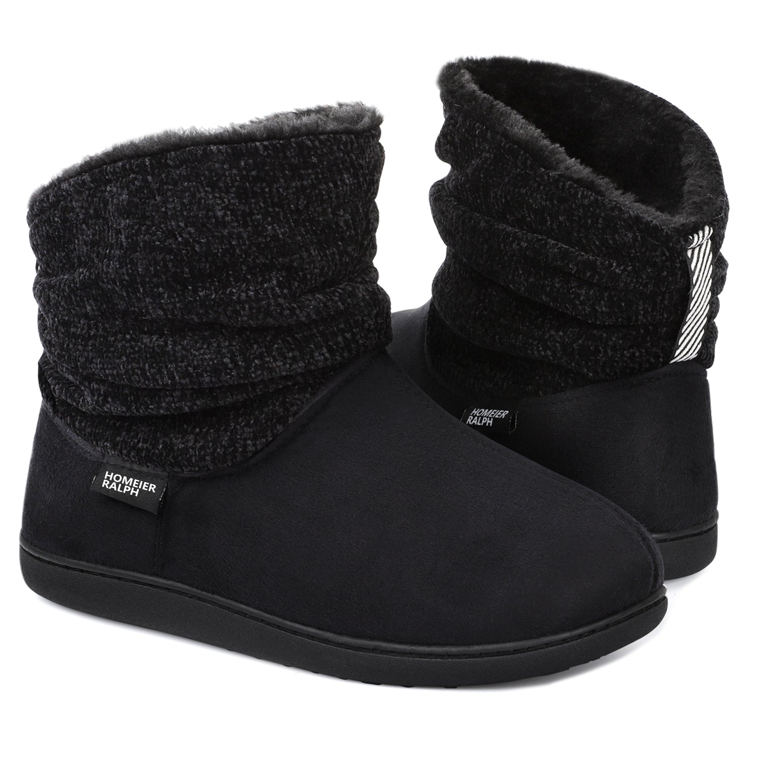 Homeier Ralph Women's Knit Bootie Slippers with Memory Foam