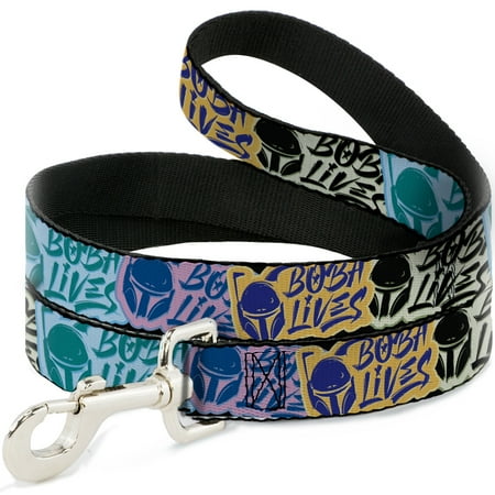 Star Wars Pet Leash Dog Leash Boba Fett Boba Lives Graffiti Stacked Multi Color 6 Feet Long 1.0 Inch Wide