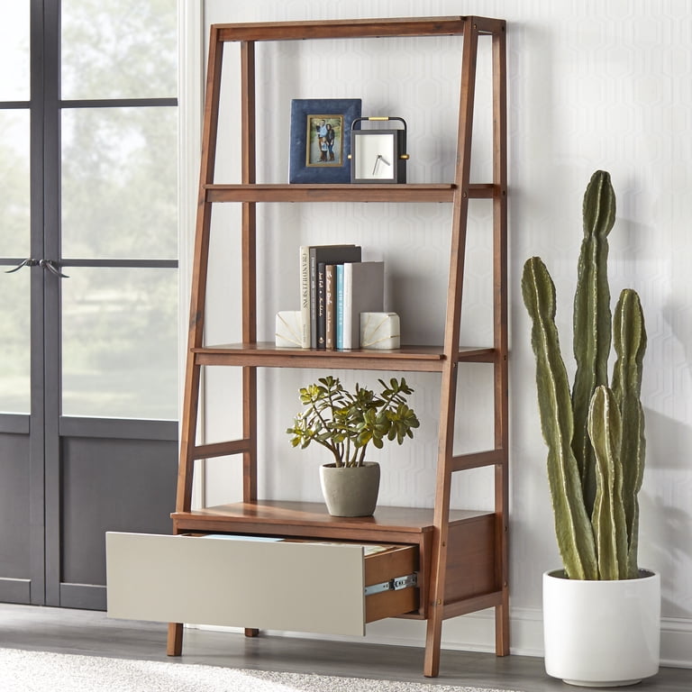 TMS Nordic Ladder Bookshelf, Walnut - Walmart.com