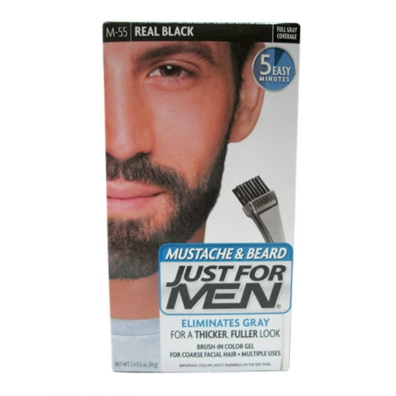 JUST FOR MEN Color Gel Mustache & Beard, M-55 Real Black 1 ea (Pack of 6)