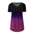thumbnail image 4 of SHOPESSA Womens Tops Fashion Gradient Printed Blouse V-neck Short Sleeve Tunic Tops Casual Summer Long Shirts for Women to Wear with Leggings, 4 of 5