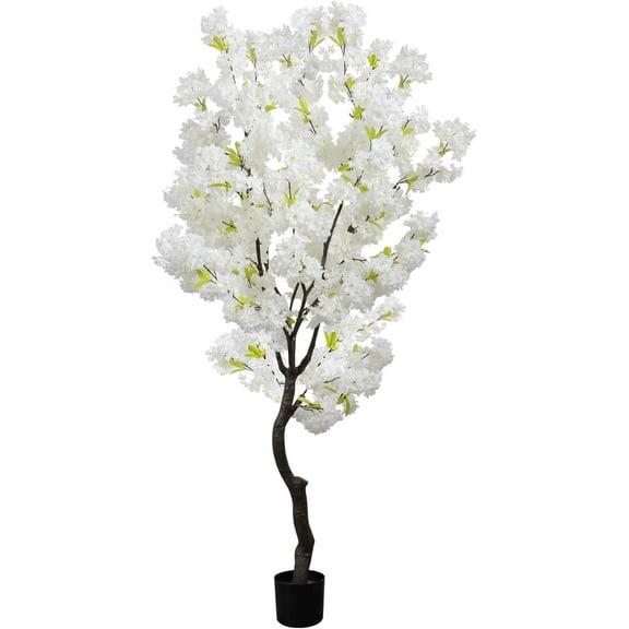 6FT White Faux Cherry Blossoms Tree, Artificial Cherry Tree for Home Decor