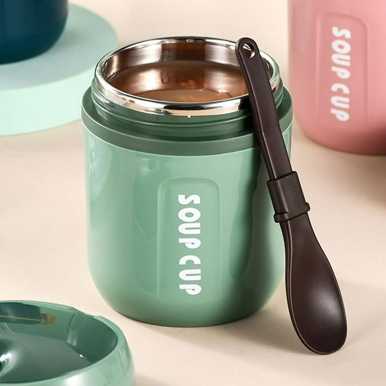 Willstar Lunch Container Hot Food Jar with Foldable Spoon Thermal Insulated Soup Container for Kids Adult, Size: 9, Green