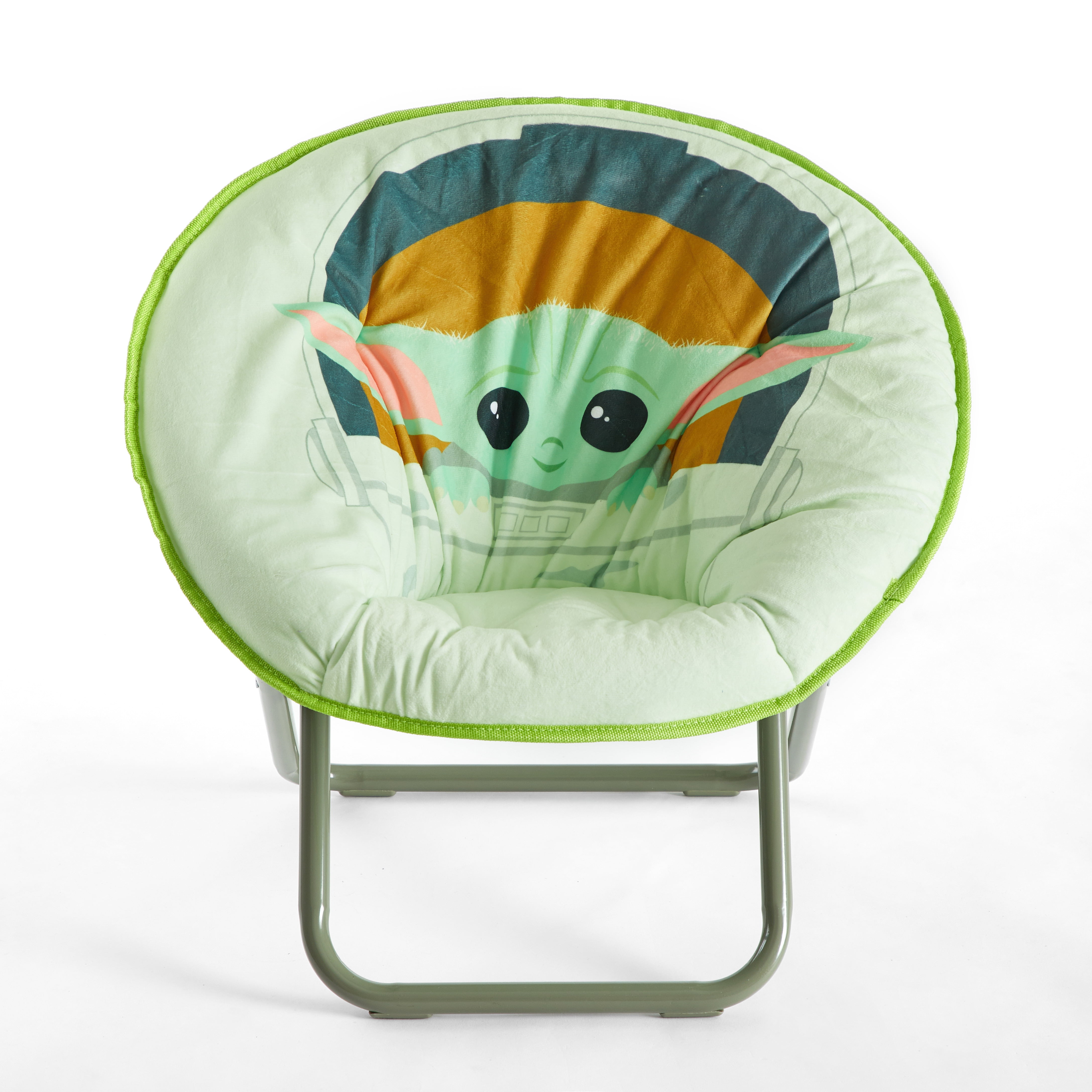 Lucas Baby Yoda 19in Soft Mink Green Saucer Chair with a Polyester Cushion for Children's Room Décor