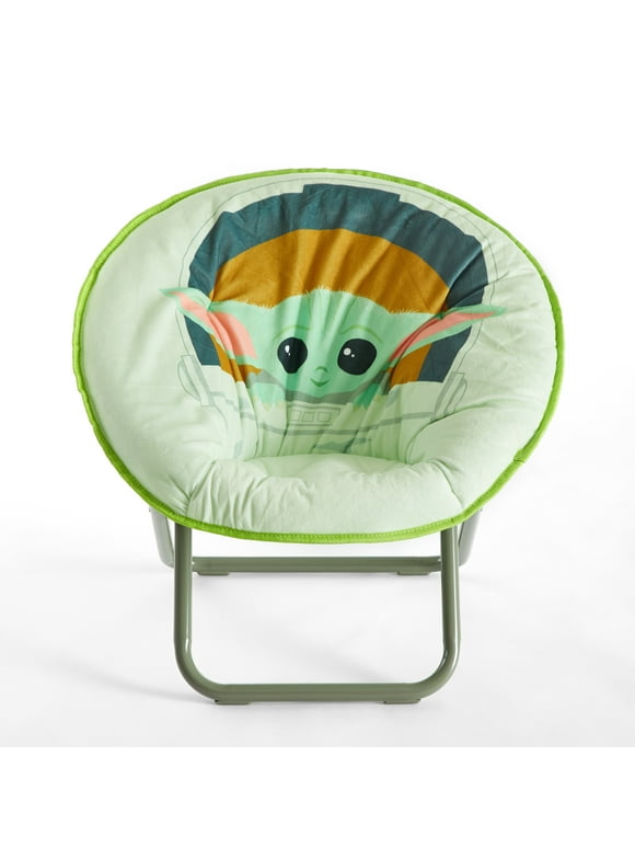 Lucas Baby Yoda 19-inch Soft Mink Green Polyester Saucer Chair for Kids