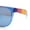 Orange Blue - Blue Mirror, variant on Kids Size Tie Dye Color Flat Top Shield Horn Rim Plastic Sunglasses Red Green - Orange Mirror