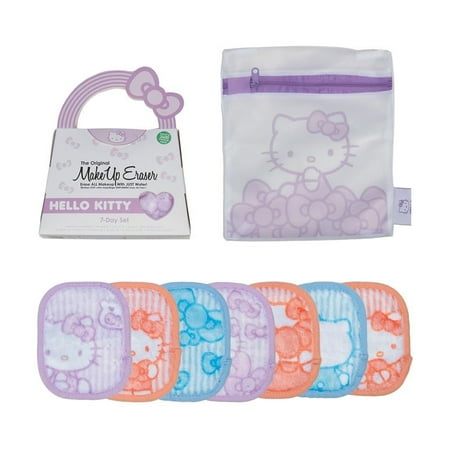 Makeup Eraser Hello Kitty 7 Day Set – Reusable Makeup Remover Cloths, Eco-Friendly, Chemical-Free, Machine Washable, Travel Friendly