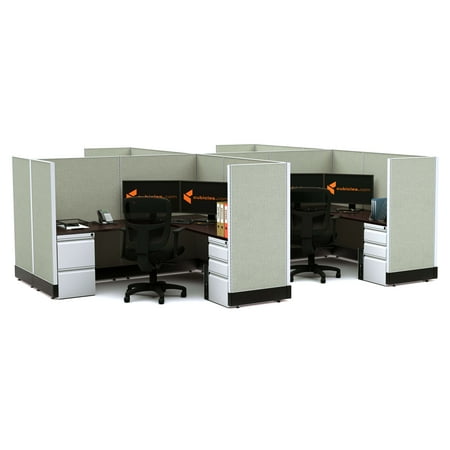 UPC: 0729105175672 | Workstation Desk 53H 4pack Cluster Powered Cubicles