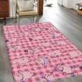 thumbnail image 2 of Children's Day Area Rugs 4x6 ft Cartoon Pink Hat Pig Scarve Star Funny Animal Pink Plaid Washable Rug Non Slip Indoor Carpet Absorbent Floor Mat for Living Room Bedroom Dining Room, 2 of 9