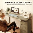 thumbnail image 3 of 53" Natural Wood Computer Desk with Cabinet & Drawer – Home Office Writing Table for Study Room & Workspace – Adjustable Shelf Included, 3 of 7