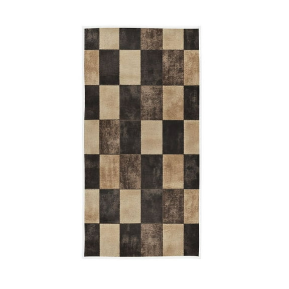 Single-Sided Print Hand Towel Breathable & Soft Towels Wash Cloth for Workout Running Brown and Black Tartan 30x15 Inch
