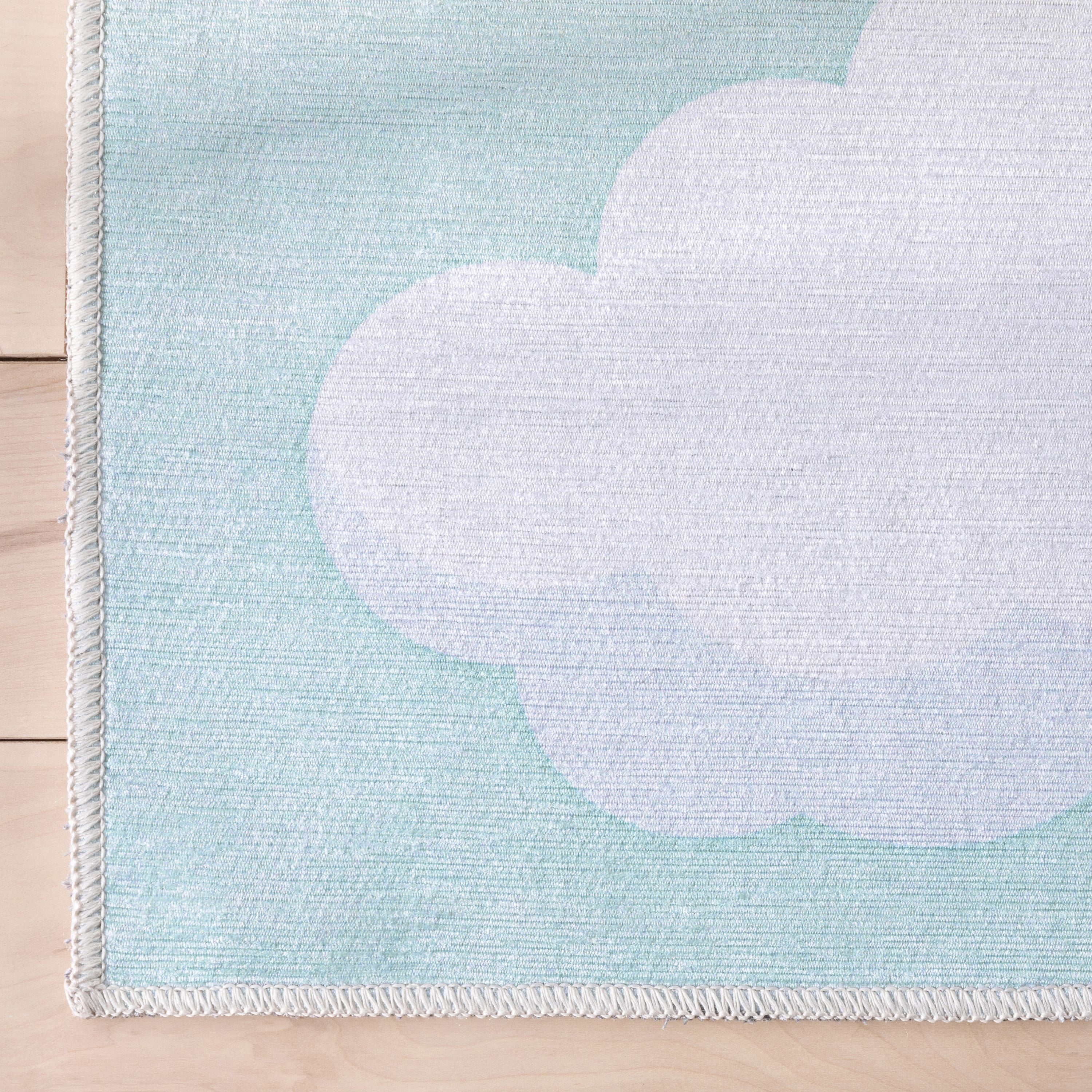 Well Woven Kids Rugs Cloud 9 Modern Mint Printed Distressed Machine Washable 3'3" x 5' Area Rug