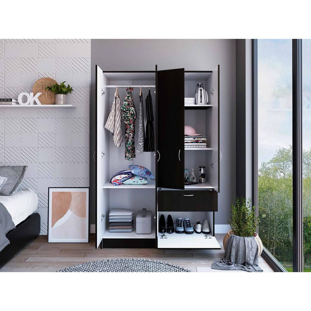 Black and White Tall Four Door Closet