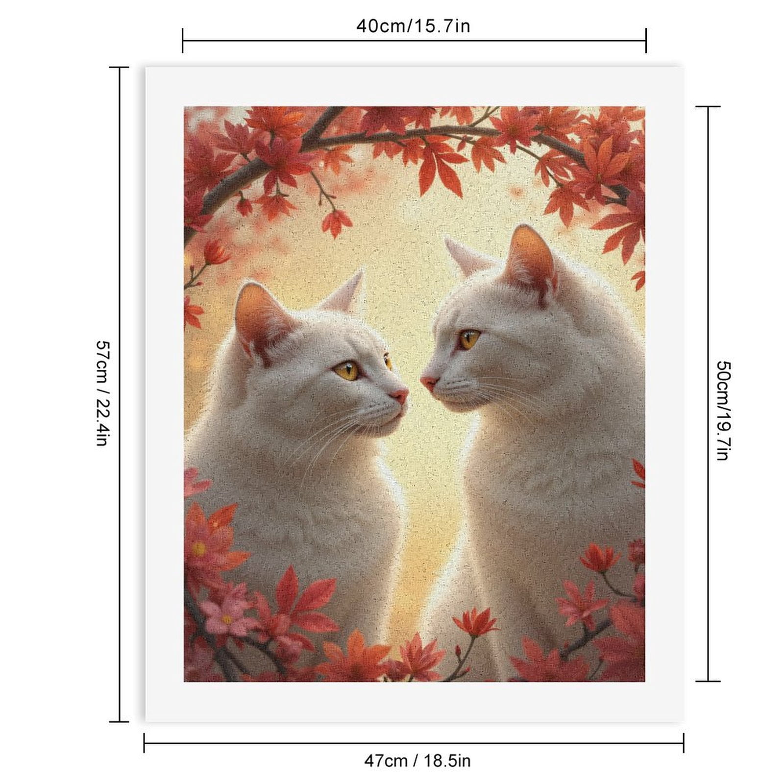 Paint By Numbers Kit for Adults Beginner - DIY White Cats Autumn Leaves Scene Canvas Painting Kits for Adults, Frameless Paint By Number for Adults for Home Wall Decor 16x20 Inch