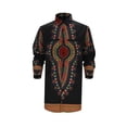 thumbnail image 2 of Men's African Dashiki Long Sleeve Ethnic Button Down Shirt Black XXL, 2 of 7