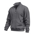 thumbnail image 2 of Mens Quarter Zip Pullover Long Sleeve Fall Sweatshirt with Kangaroo Pocket Sporty Hiking Outdoor Tops, 2 of 9