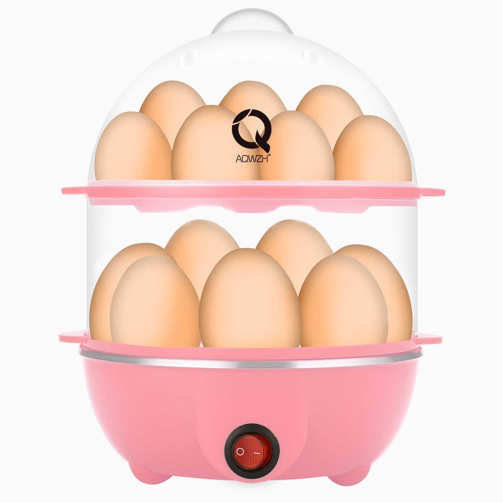 Pink Egg Cooker,350W Double-Layer Electric Egg Maker Multi-functional Eggs Boiler Steamer with 14 Eggs Capacity 