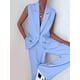 thumbnail image 4 of Conjuntos de 2 Piezas para Mujer: Chaleco Sin Mangas y Pantalón , Conjunto de Blazer Informal de Negocios. Azul L, 4 of 7