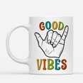 thumbnail image 2 of Coffee Mugs Good Vibes Shaka Hawaii Sign Retro Gifts for Surfing Lovers or Instructor, Surfer Coffee Lovers 11oz 15oz White Mug Christmas Gift, 2 of 7