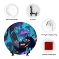thumbnail image 4 of Yiaed Cute Fuzzy Fantasy Creatures Print Bone China Decorative Plate Ceramic Dinner Plates Art Crafts with Display Stand-7in, 4 of 6