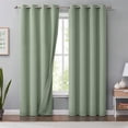 thumbnail image 1 of Cortinas opacas de lino verde Melodieux, 213 cm, para dormitorio, 1 of 9
