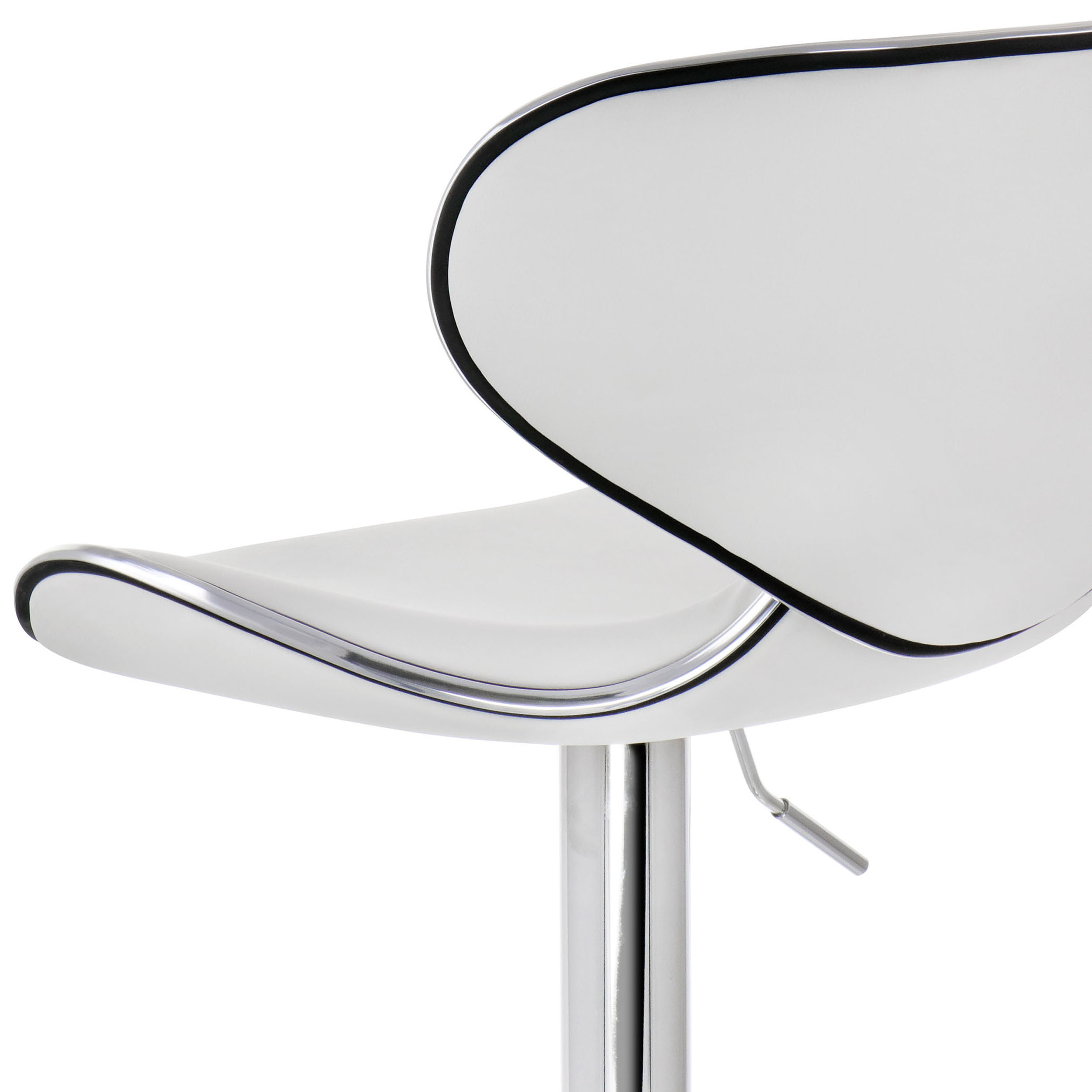Elama 2 Piece Faux Leather Adjustable Bar Stool in White with Chrome Base