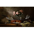 thumbnail image 2 of Morozov, Andrey 32x21 Black Ornate Wood Framed with Double Matting Museum Art Print Titled - Still Life With Violin And Roses, 2 of 4