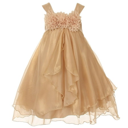 Kids Dream Little Girls Gold Shiny Chiffon Special Occasion Dress 4T ...
