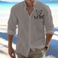 thumbnail image 1 of Camisa de hombre con cuello alto y letras para exteriores, ropa de calle de manga larga estampada, ropa de moda urbana de diseñador, informal, de talla grande, 1 of 6