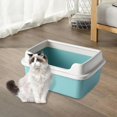 thumbnail image 6 of Cat Litter Box Open Top Pet Litter Tray Splashproof Kitten Litter Pan High Sided Green 38cmx26cmx19cm, 6 of 8