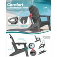 thumbnail image 6 of Cobiod Folding Adirondack Chairs Set of 2 with Double Cup Holders, Oversized Outdoor Patio Chairs, HDPE All-Weather for patio, garden, yard, Grey, 6 of 9