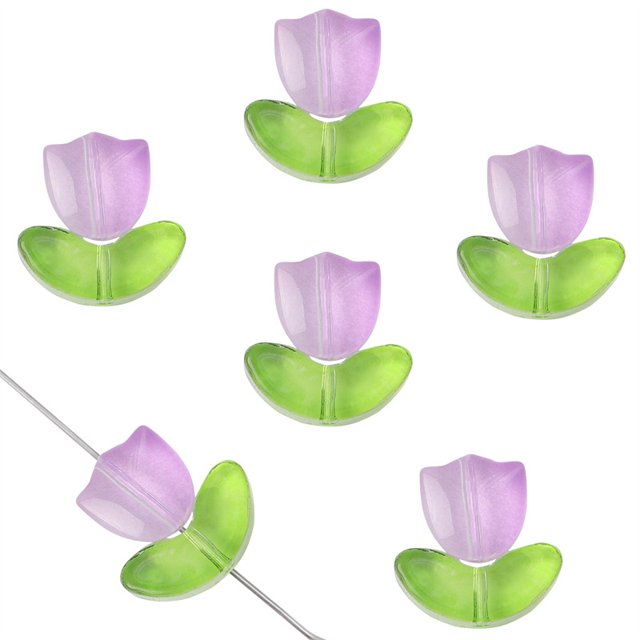 20pcs Cristal Colorido Encanto Tulipán Flor Cuentas De Vidrio Sueltas DIY Pulsera Collar Fabricación De Joyas Gao Jiahui unisex