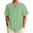 thumbnail image 2 of Lumtrix Mens Shirt Guayabera Cuban Short Sleeve Button Down Cotton Summer Beach Solid Color Shirts with Pocket Mint Green L, 2 of 5