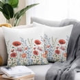 thumbnail image 2 of Throw Pillow Covers 16x16 Inch Set of 2, Red Flower Waterproof Outdoor Pillow Covers, Botanical Blue Plant Pink Garden Poppy Floral Decorative Cushion Pillowcases for Couch, Sofa, Bed, Garden, Patio, 2 of 9