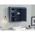 thumbnail image 2 of 35'' X 28'' Royal Blue Wall Mounted Bathroom Storage Cabinet, Modern Bathroom Wall Cabinet With Mirror, Mirror Cabinet With 6 Open Shelves (Not Include Bathroom Vanity Desk ), 2 of 9