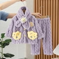 thumbnail image 5 of Godderr Kids Baby Girls Boys 2Pcs Fleece Pajama Pants Set,12M-8Y Toddler Winter Warm Button Sleepwear Outfits Newborn Fashion Thick Loungewear Clothes Outfits, 5 of 8