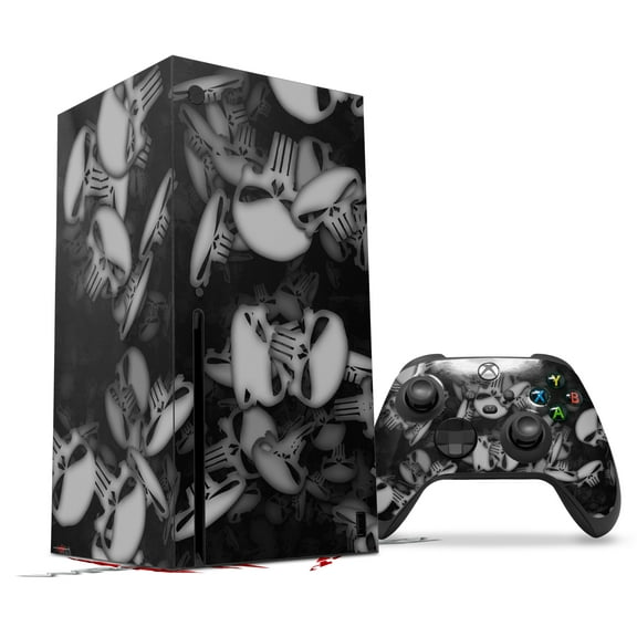 WraptorSkinz Skin Wrap compatible with the 2020 XBOX Series X Console and Controller Skulls Confetti White (XBOX NOT INCLUDED)