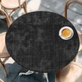 thumbnail image 2 of Black Burlap Texture Round Tablecloth, Fitted Table Cover with Elastic for 55"-60" Round Tables, Farmhouse Vintage Black Table Cloth Outdoor Indoor Dinning Party Waterproof Tablecloths, 2 of 7