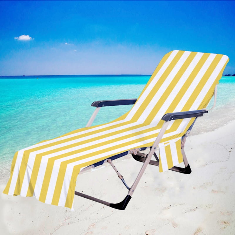 Striped Beach Chair Towel, Lounge Chair Beach Towel Cover Chaise Lounge