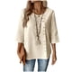 thumbnail image 5 of Mujeres 3/4 Manga Tops Y Blusas de Color Sólido con Botones Cuello Redondo Casual Top de Moda 3/4 Manga Tops Casuales para Mujeres, 5 of 6