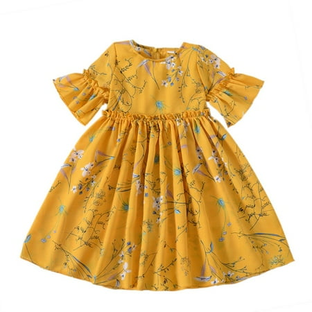 

Wuffmeow Summer Baby Girls Dress Flower Infant Cute Floral Short Sleeve Dresses