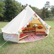 Latourreg Outdoor Glamping Waterproof Cotton Canvas 13.1ft(4Meter) Bell Tent with Side-Wall Stove Jack Glamping Yurt Tent with Mesh Screen Door and Windows