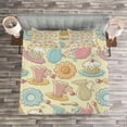 thumbnail image 3 of Ambesonne Tea Party Quilted Bedspread Set 3 Pcs, Retro Cupcakes Mugs, King Size, Multicolor, 3 of 3